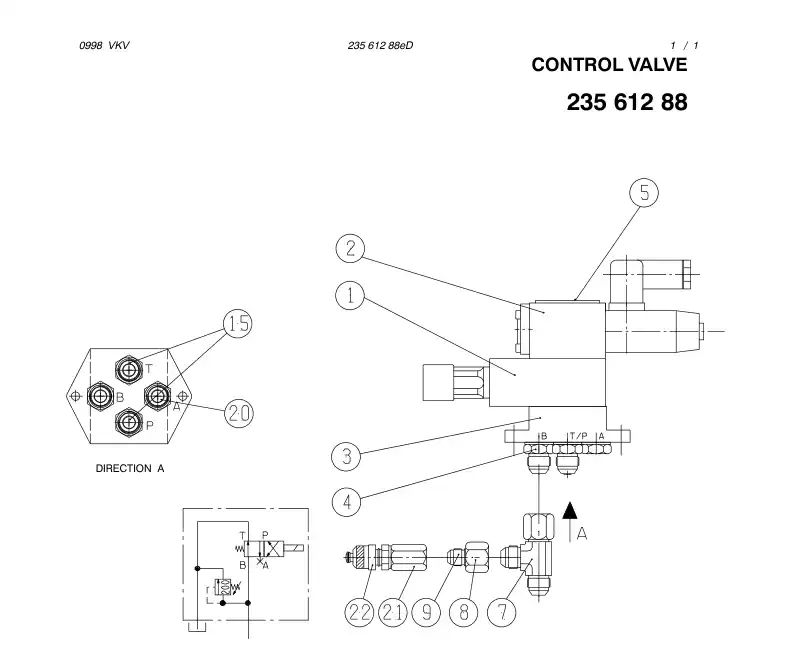23561288eD 235 612 88eD CONTROL VALVE - Sandvik Technical Drawing