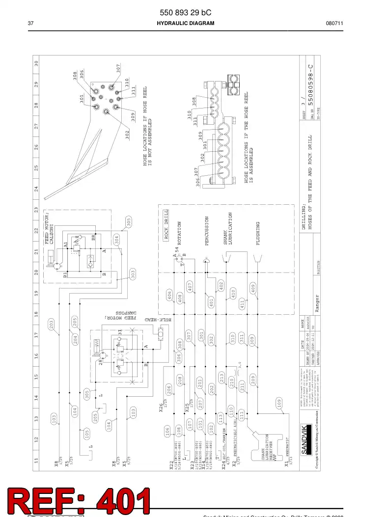 23589467b 235 894 67b Hose assembly - Sandvik Technical Drawing