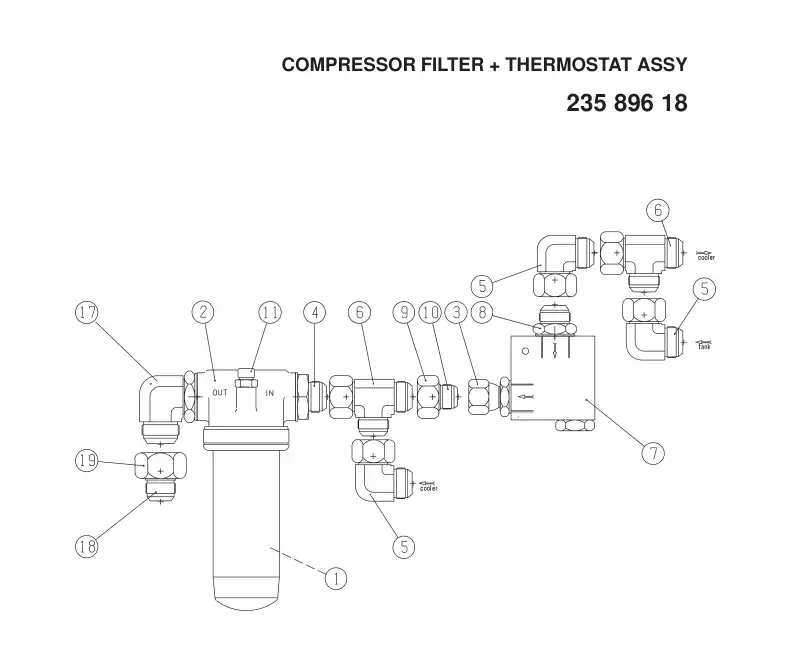 23589618dD 235 896 18dD COMPRESSOR FILTER - Sandvik Technical Drawing