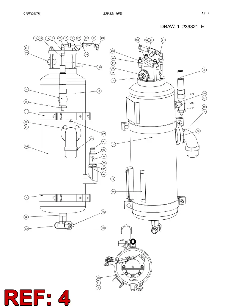 23601638 236 016 38 ADAPTER, AIR RECEIVER - Sandvik Technical Drawing