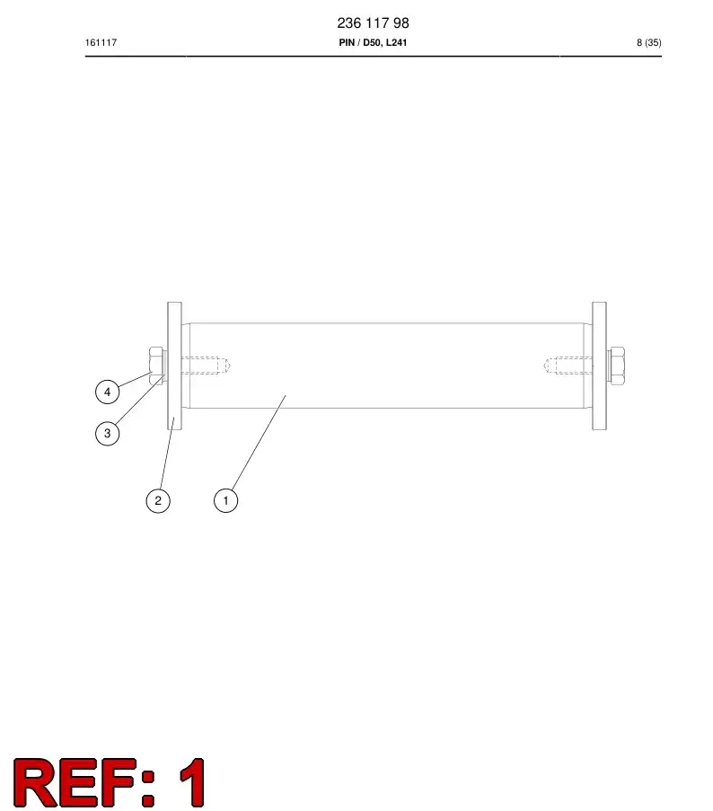 23611668a 236 116 68a Pin - Sandvik Technical Drawing