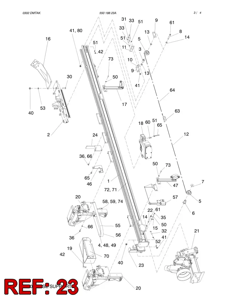 23710538 237 105 38 DOWN ARM - Sandvik Technical Drawing