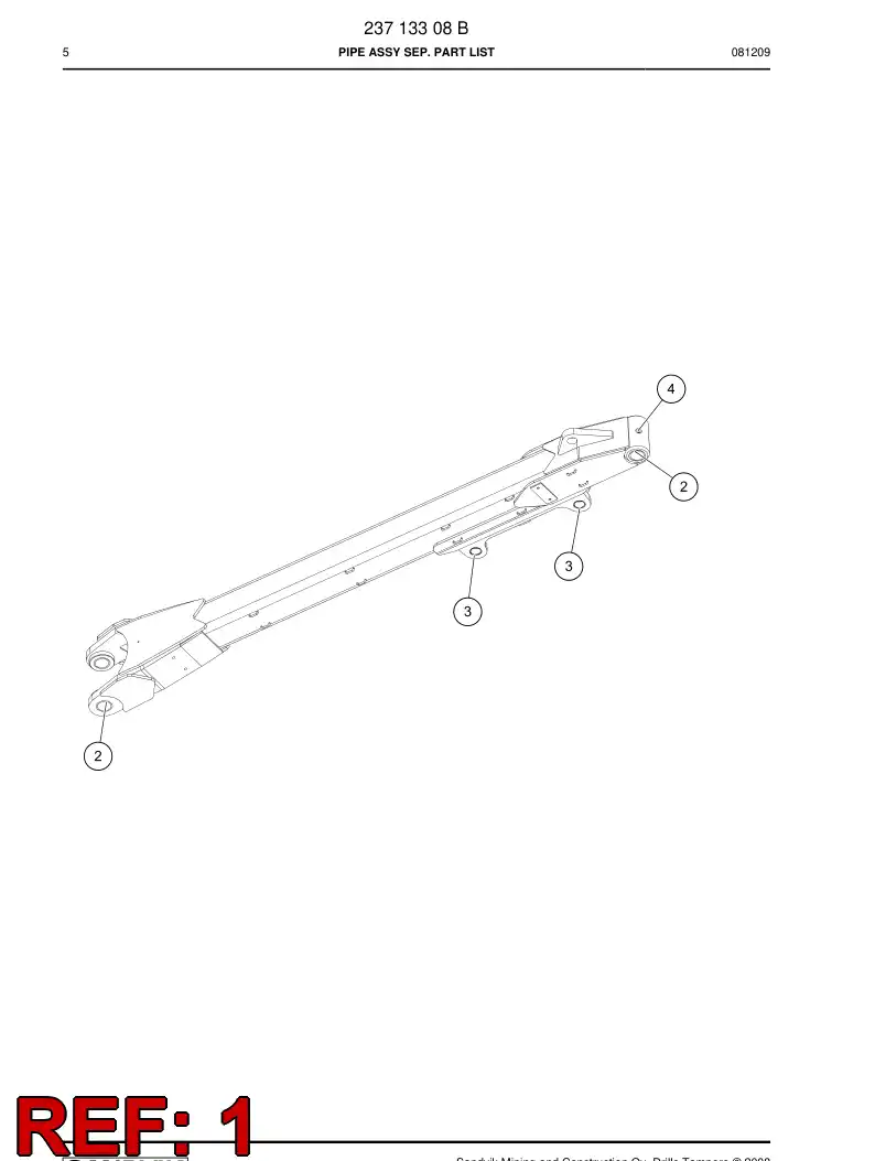 23713288 237 132 88 PIPE ASSY - Sandvik Technical Drawing