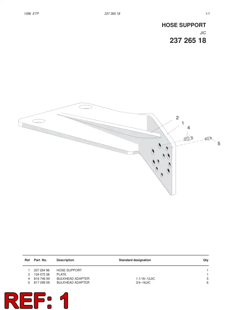 23726498 237 264 98 HOSE SUPPORT - Sandvik Technical Drawing