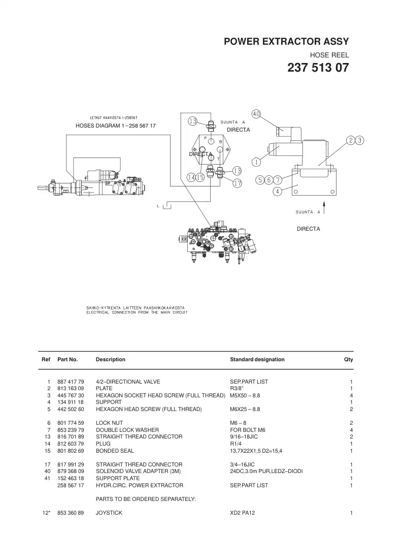 23751307cG 237 513 07cG POWER EXTRACTOR ASSY - Sandvik Technical Drawing