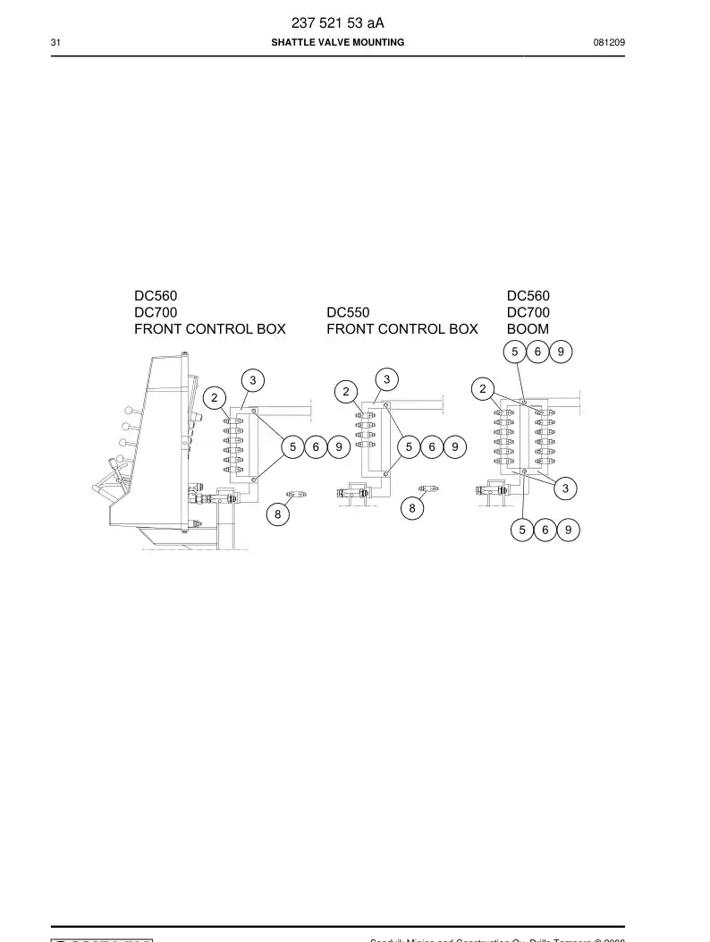 23752153a 237 521 53a SHATTLE VALVE MOUNTING - Sandvik Technical Drawing