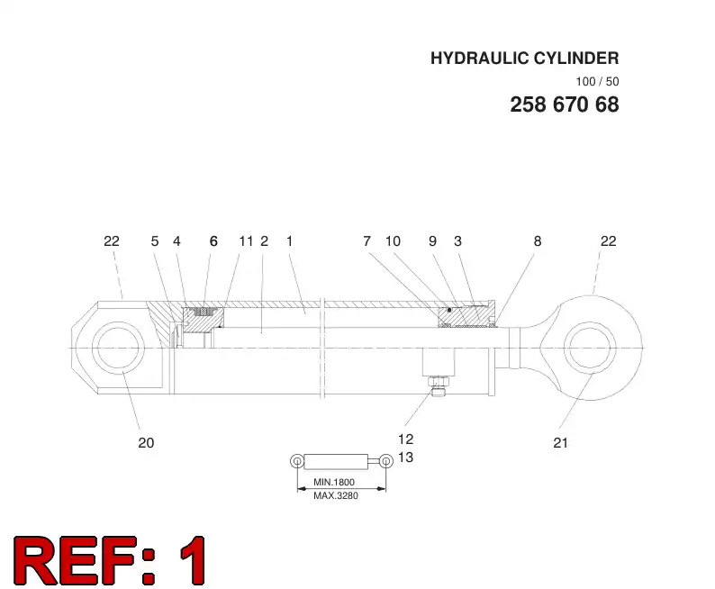 23762188 237 621 88 CYLINDER TUBE - Sandvik Technical Drawing