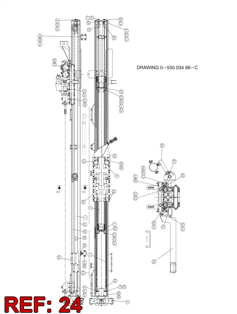 23764488 237 644 88 HOSE SUPPORT ASSY - Sandvik Technical Drawing