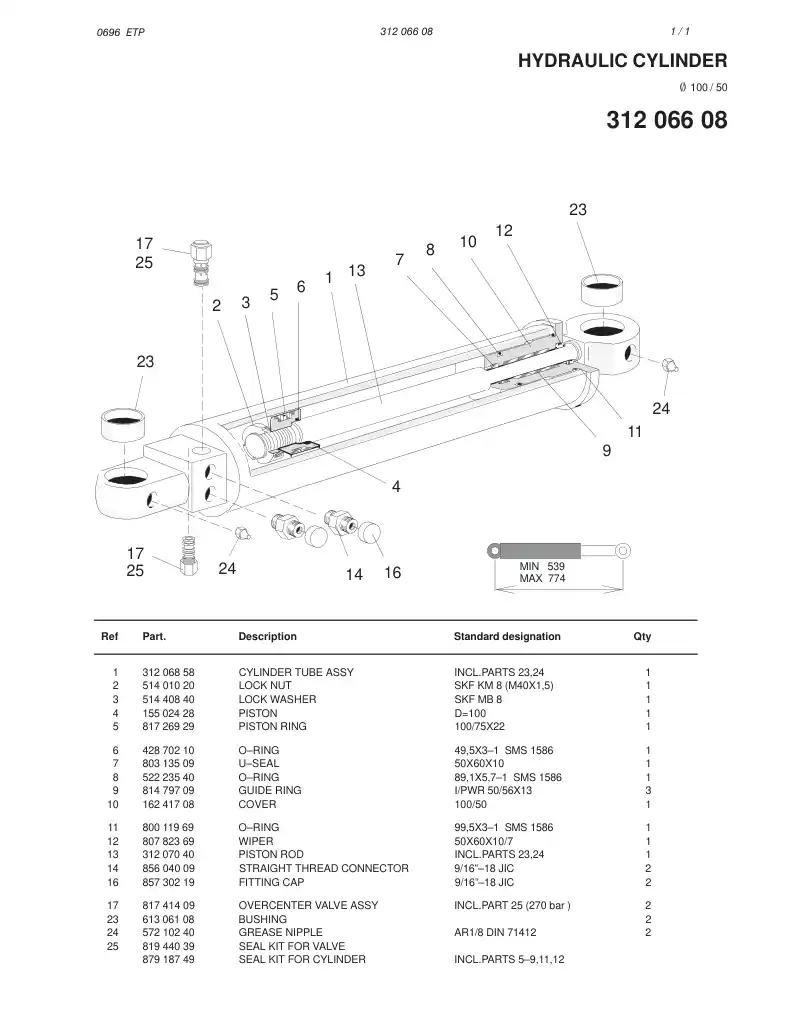 23765107c 237 651 07c POWEREXTRACTOR ASSY - Sandvik Technical Drawing