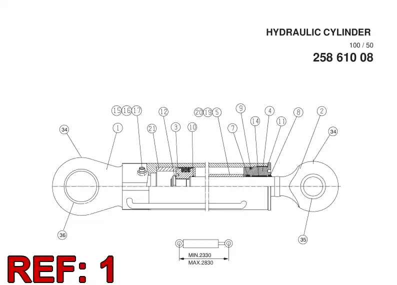 23861468 238 614 68 Tube, Cylinder - Sandvik Technical Drawing