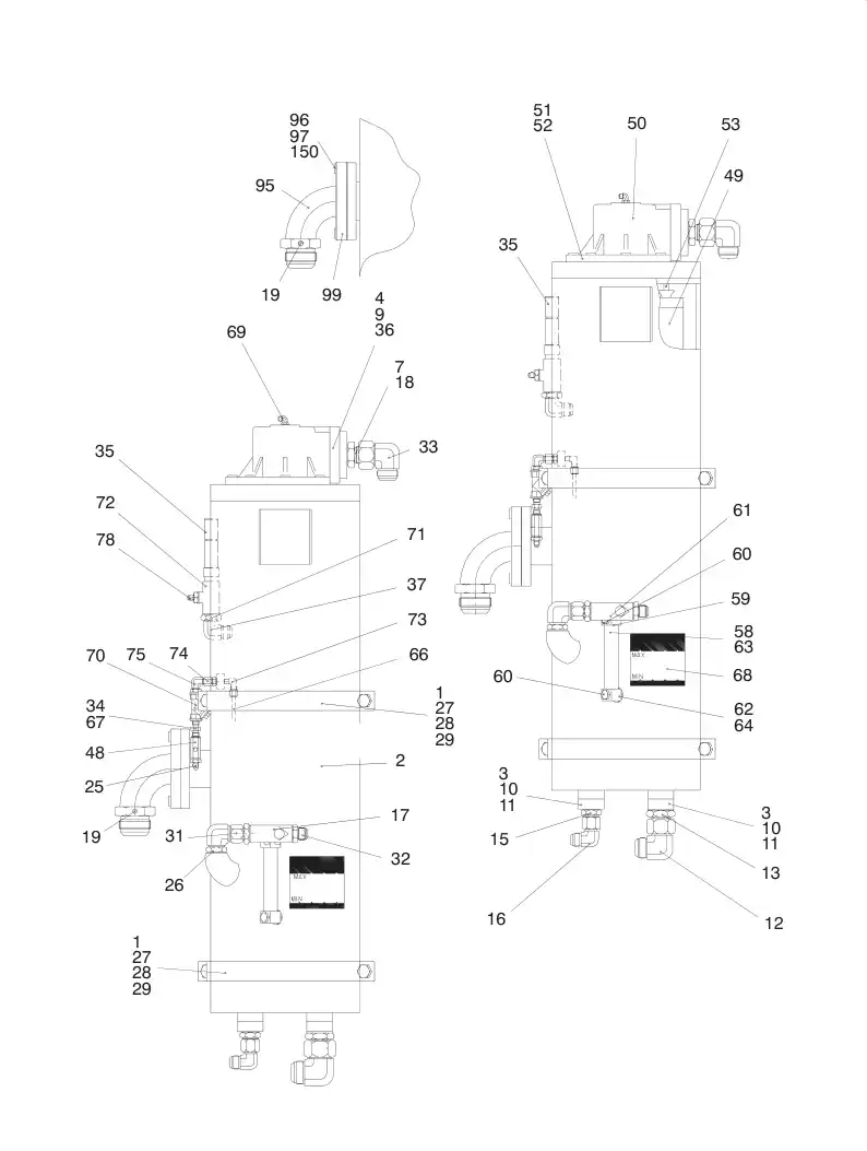 23900524eJ 239 005 24eJ AIR RECEIVER ASSY - Sandvik Technical Drawing