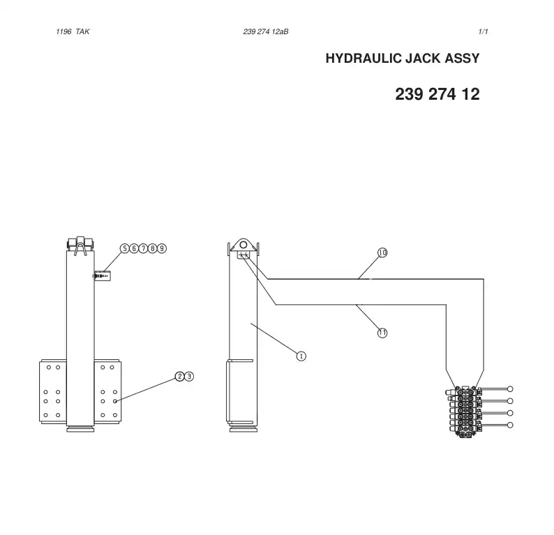23927412aB 239 274 12aB HYDRAULIC JACK ASSY - Sandvik Technical Drawing