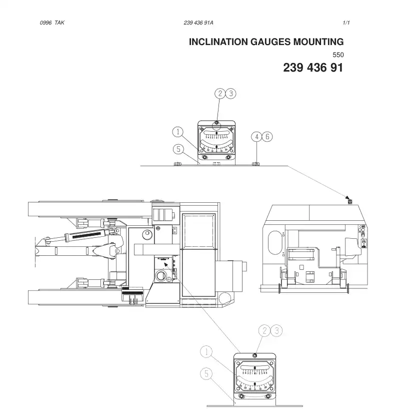 23943691A 239 436 91A INCLINATION GAUGES MOUNTING - Sandvik Technical Drawing