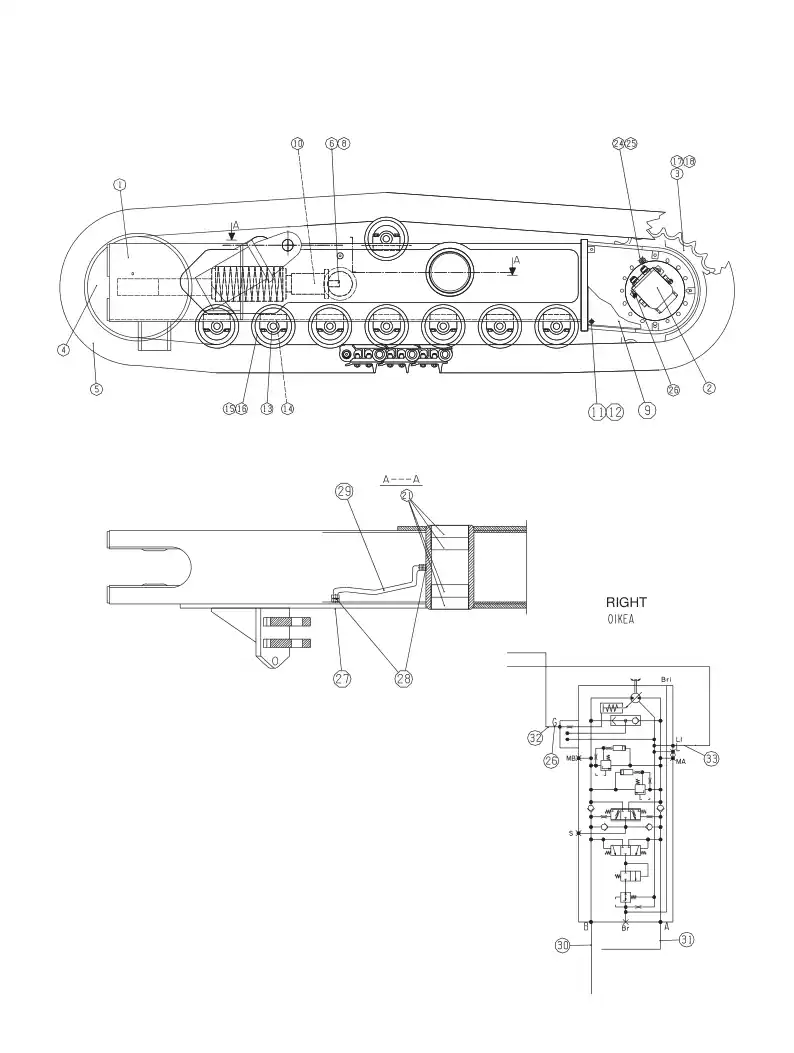 23983601bA 239 836 01bA TRACK ASSEMBLY R.H - Sandvik Technical Drawing