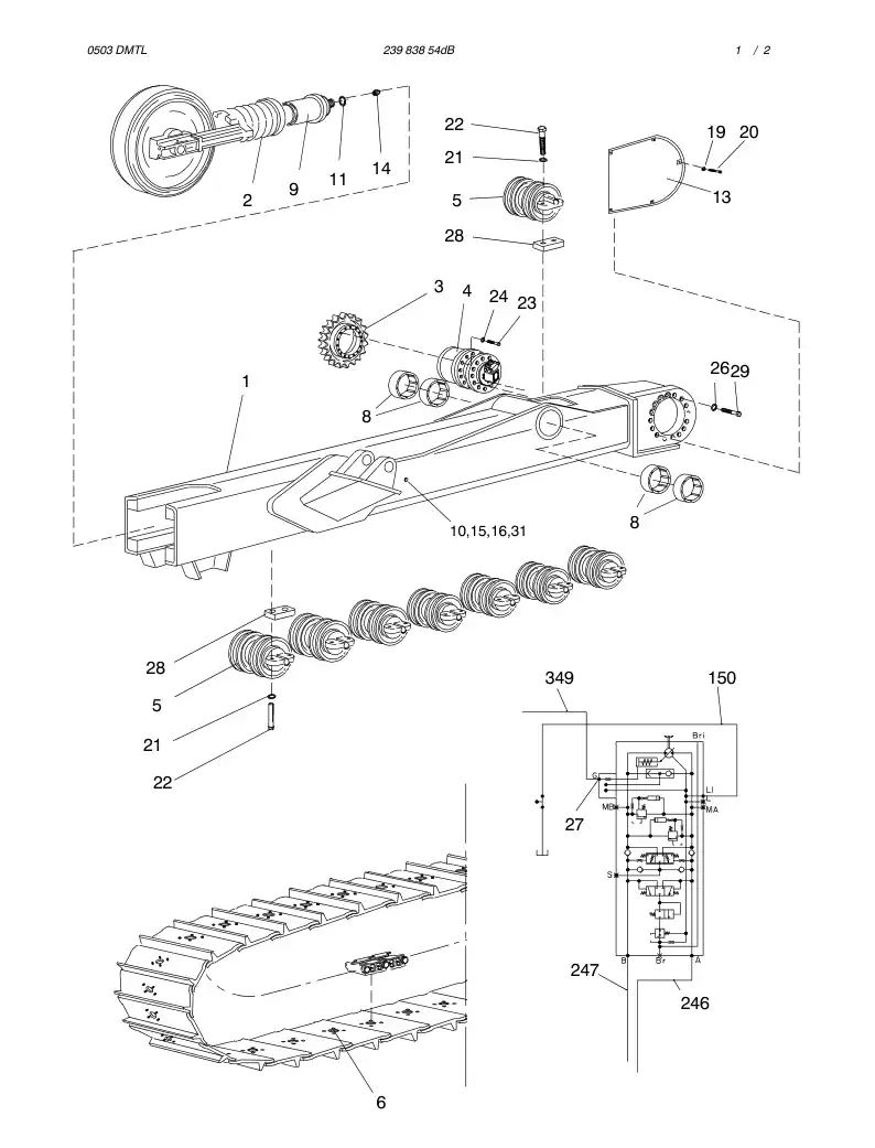 23983854bA 239 838 54bA GRAWLER, RIGHT - Sandvik Technical Drawing