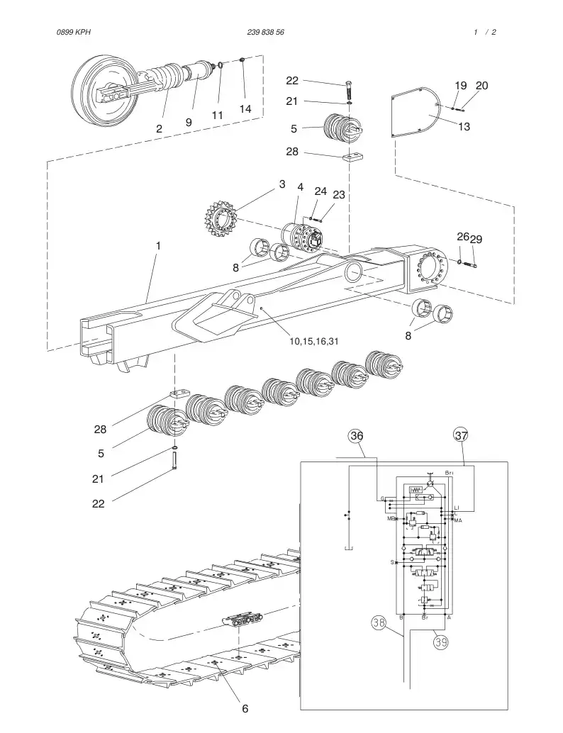 23983856dB 239 838 56dB CRAWLER, RIGHT - Sandvik Technical Drawing