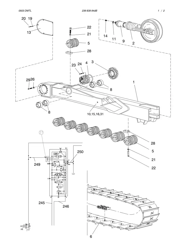 23983984A 239 839 84A GRAWLER, LEFT - Sandvik Technical Drawing