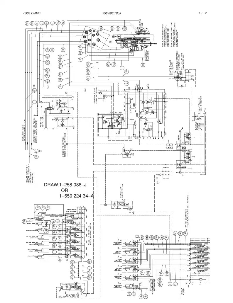 25808678pE 258 086 78pE HYDRAULIC DIAGRAM,ROD CHANGER - Sandvik Technical Drawing