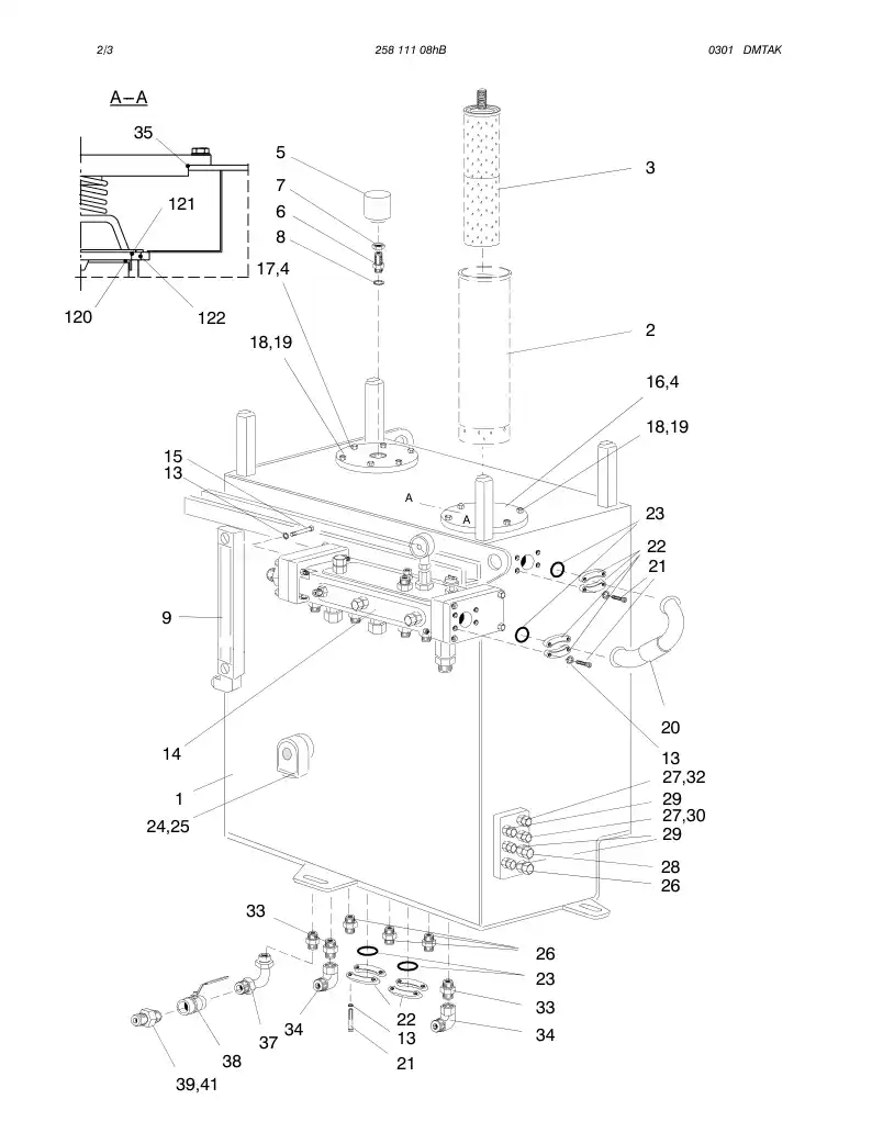 25811108hB 258 111 08hB HYDRAULIC OIL RECEIVER - Sandvik Technical Drawing