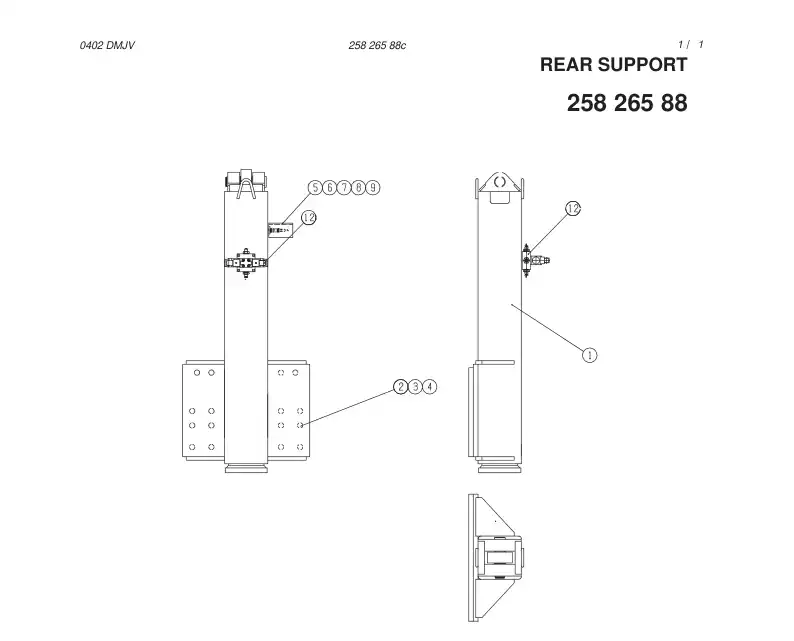25826588c 258 265 88c HYDRAULIC JACK MOUNTING - Sandvik Technical Drawing
