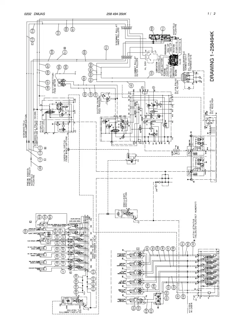 25849435bK 258 494 35bK HYDR.CIRCUIT DIAGRAM, ROD CHAN - Sandvik Technical Drawing