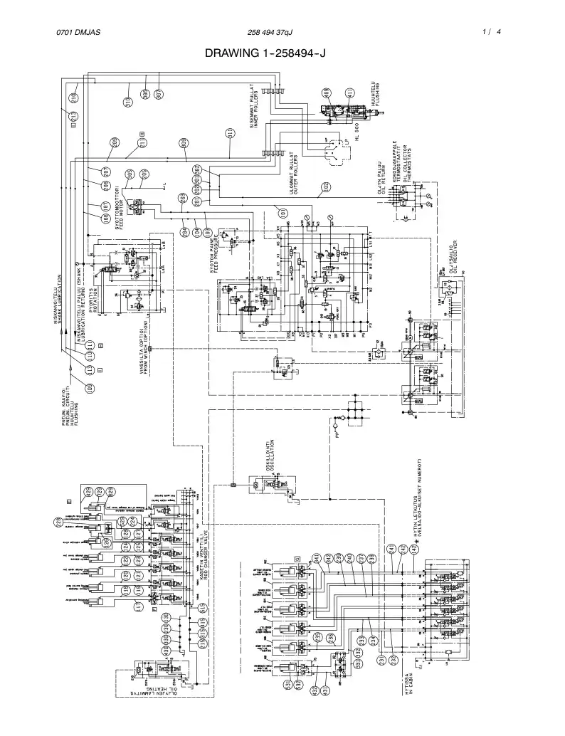 25849437qJ 258 494 37qJ HYDR. CIRCUIT DIAGRAM, ROD CHA - Sandvik Technical Drawing