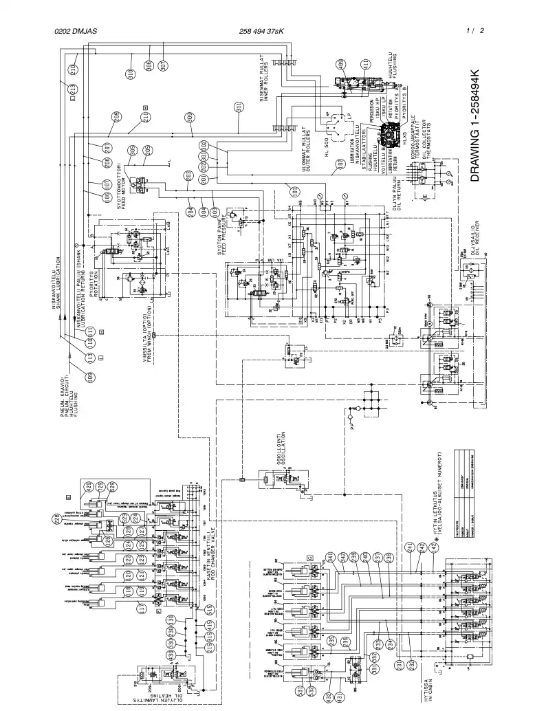 25849437sK 258 494 37sK HYDR. CIRCUIT DIAGRAM, ROD CHA - Sandvik Technical Drawing