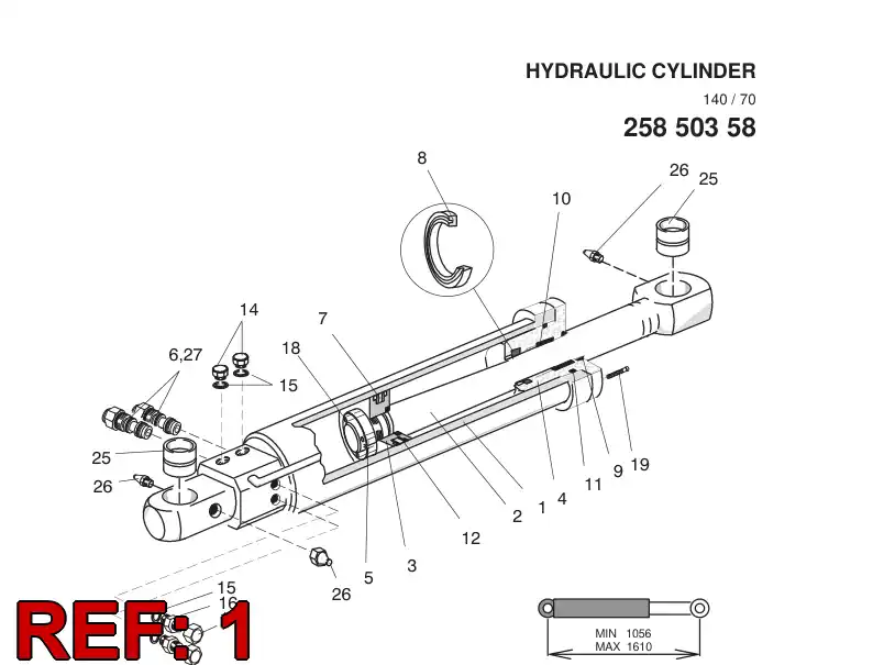 25851498 258 514 98 CYLINDER PIPE - Sandvik Technical Drawing