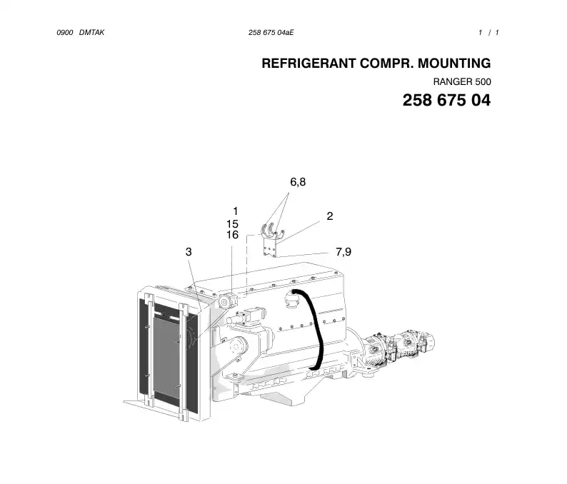 25867504aE 258 675 04aE REFRIGERANT COMPR. MOUNTING - Sandvik Technical Drawing