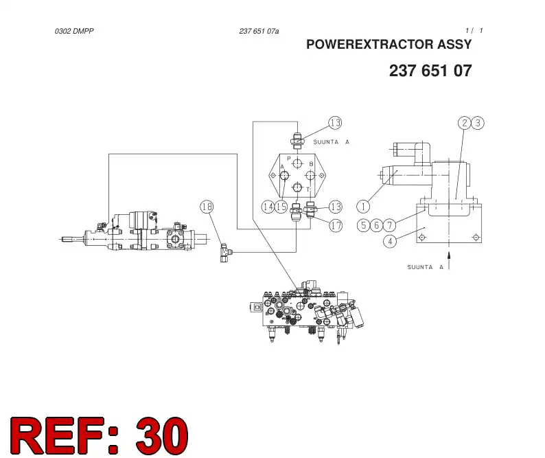 25870437 258 704 37 POWER EXTRACTOR HYDR.CIRC - Sandvik Technical Drawing
