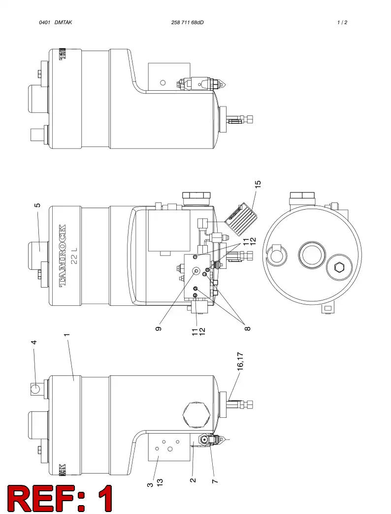 25870978 258 709 78 OIL TANK - Sandvik Technical Drawing