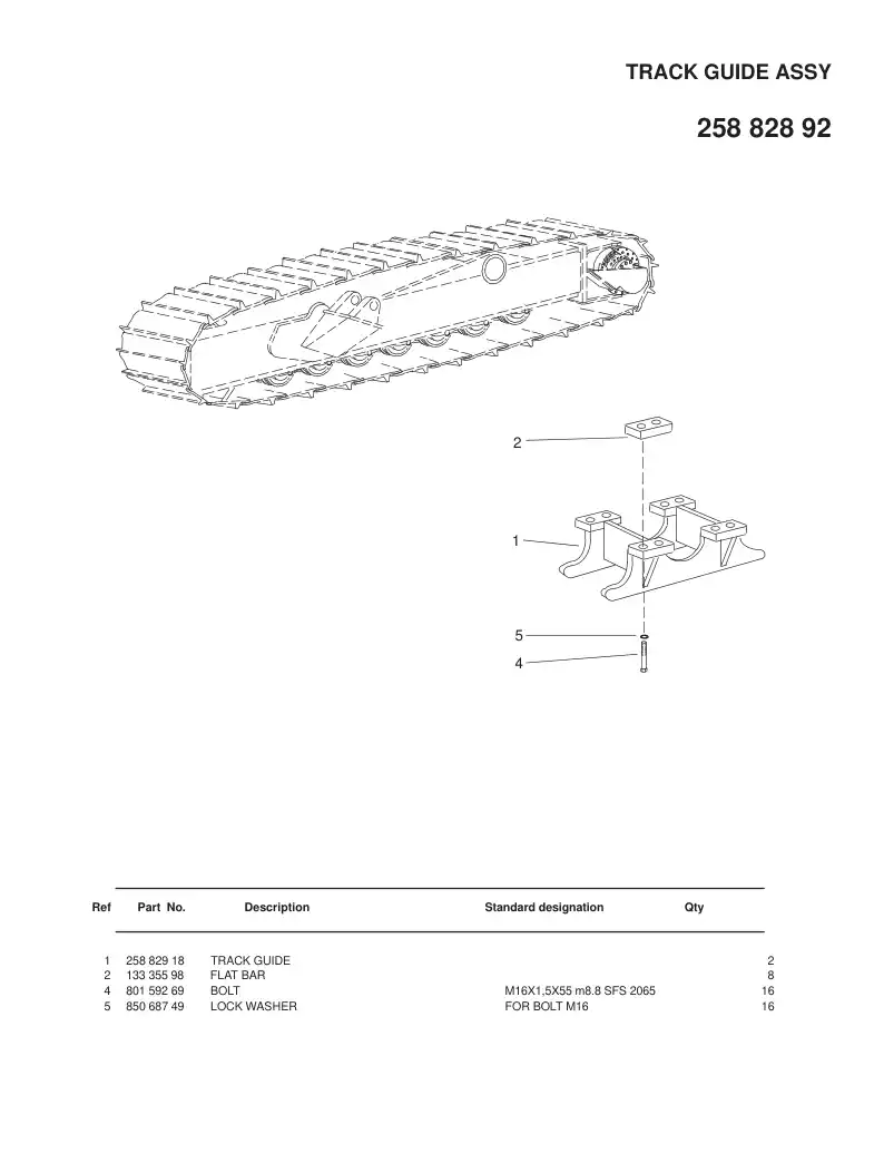 25882892a 258 828 92a TRACK GUIDE ASSY - Sandvik Technical Drawing