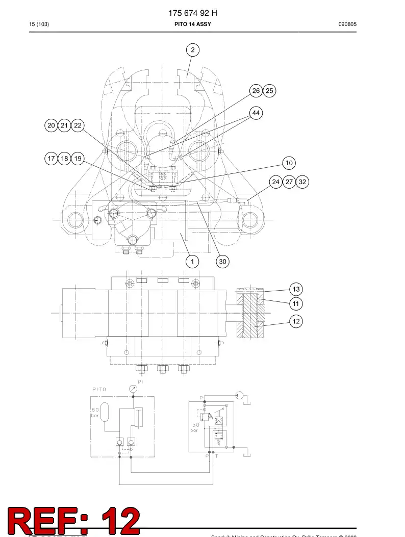26200708 262 007 08 SHAFT - Sandvik Technical Drawing