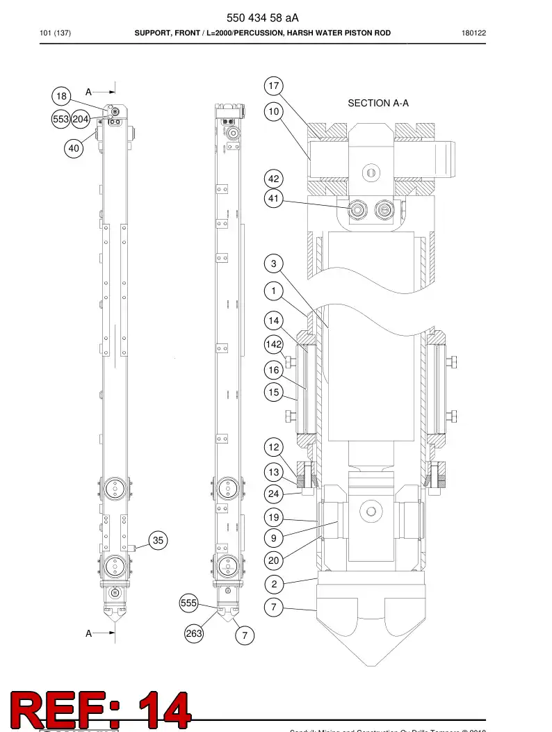 26212908a 262 129 08a Slipper Pad - Sandvik Technical Drawing