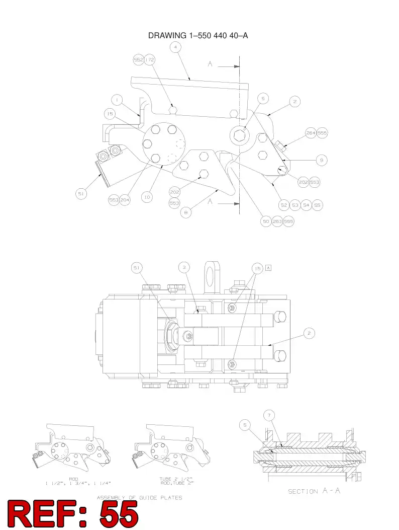 26261928 262 619 28 JAW PIECE, TUBE 55-64 - Sandvik Technical Drawing