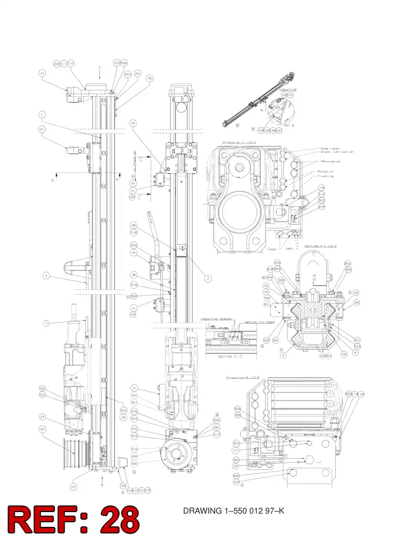 26337508 263 375 08 Frame, Slide - Sandvik Technical Drawing