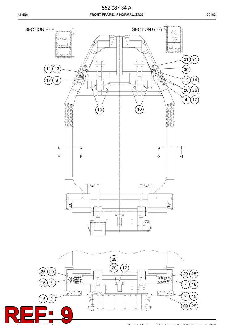 26389018 263 890 18 Cover plate - Sandvik Technical Drawing