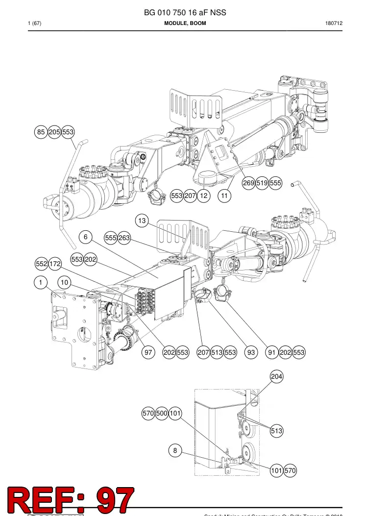 26396708b 263 967 08b Support, Hose - Sandvik Technical Drawing