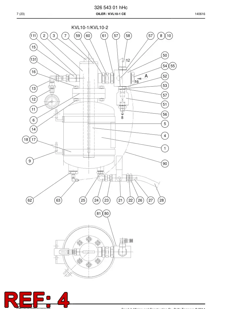26500298b 265 002 98b Filter - Sandvik Technical Drawing