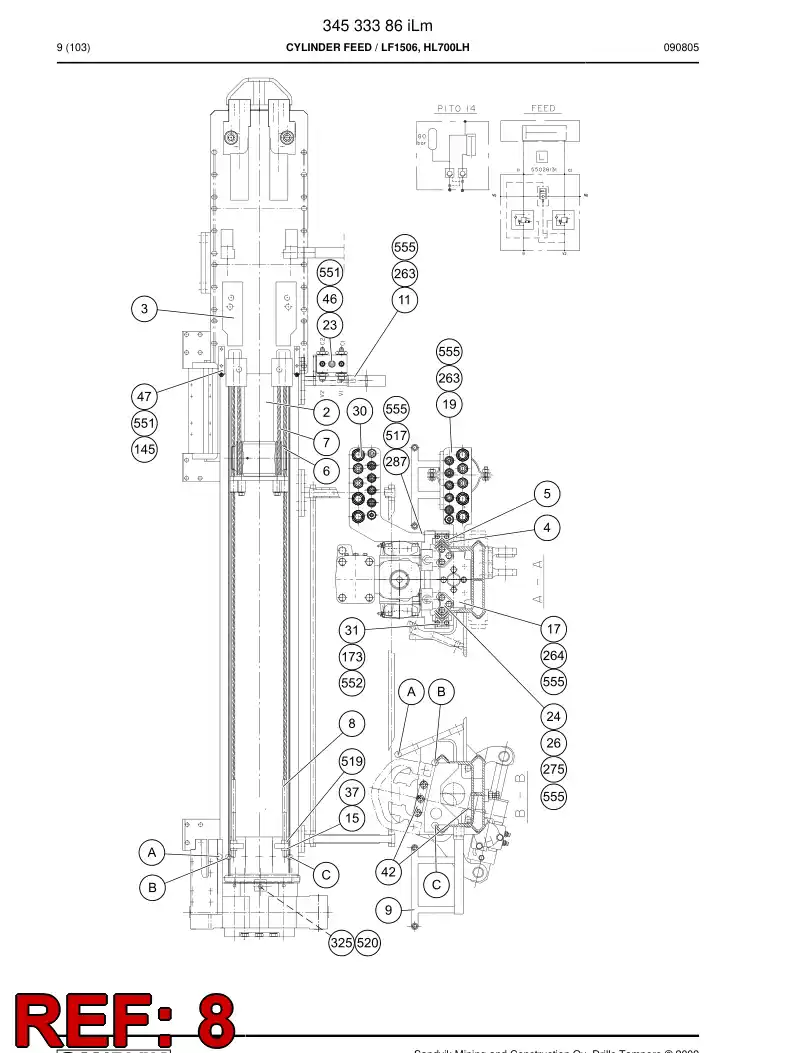 26500606 265 006 06 STEEL WIRE ROPE D12 L=3645 - Sandvik Technical Drawing