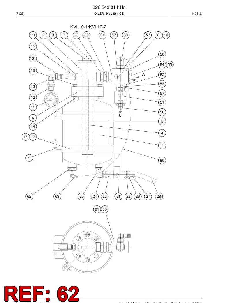 26500728b 265 007 28b Adapter - Sandvik Technical Drawing