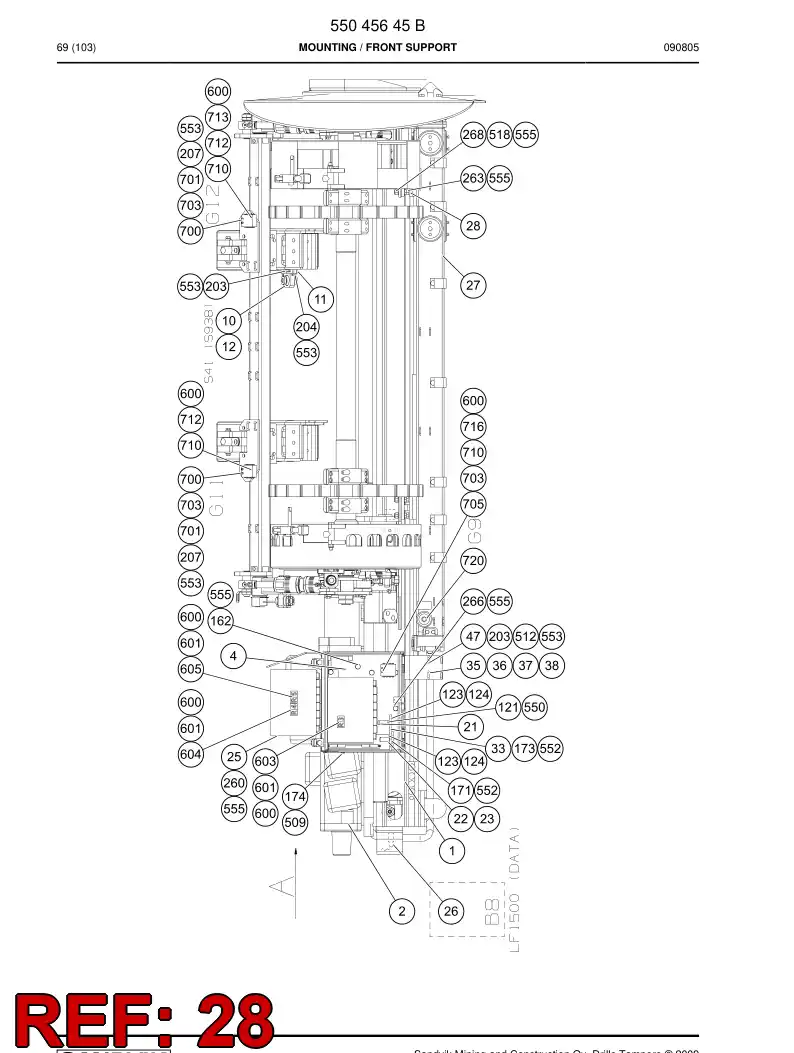 26503068 265 030 68 SUPPORT - Sandvik Technical Drawing