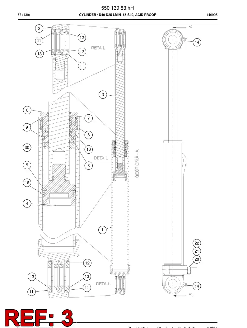 26556978 265 569 78 ROD, Piston - Sandvik Technical Drawing