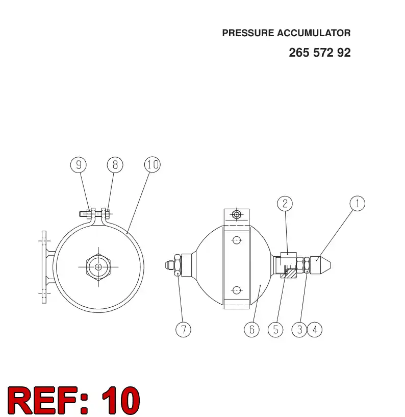 26557168 265 571 68 PRESSURE ACCUMULATOR SUPPORT - Sandvik Technical Drawing
