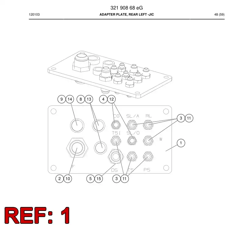 26561708 265 617 08 ADAPTER PLATE, REAR LEFT - Sandvik Technical Drawing