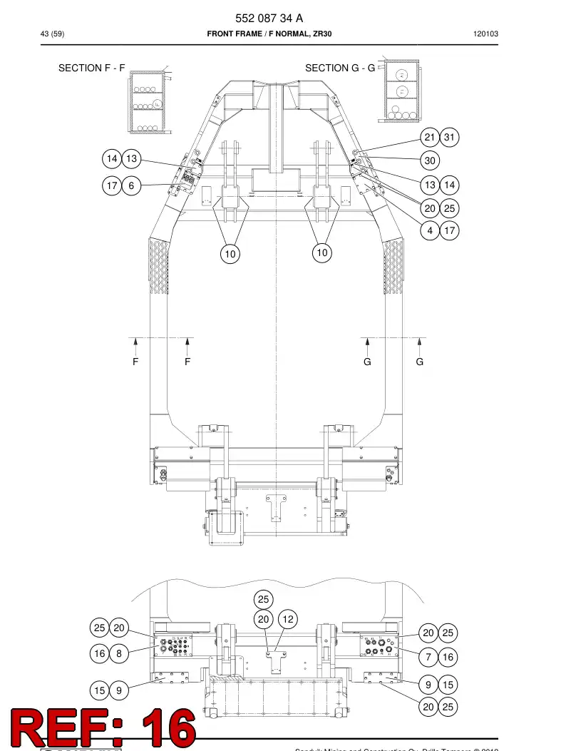 26561958 265 619 58 Rubber seal - Sandvik Technical Drawing