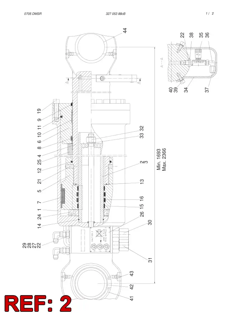 26562308 265 623 08 PISTON D75 - Sandvik Technical Drawing