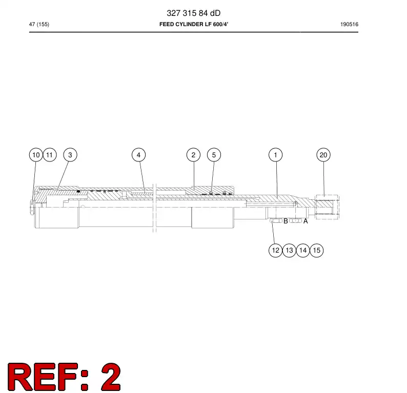 26579954 265 799 54 CYLINDER TUBE - Sandvik Technical Drawing