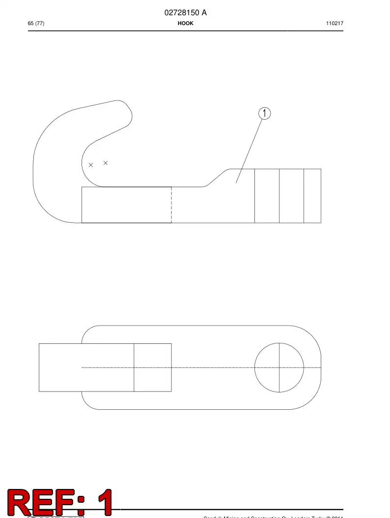 29601720 296 017 20 Tow hook - Sandvik Technical Drawing
