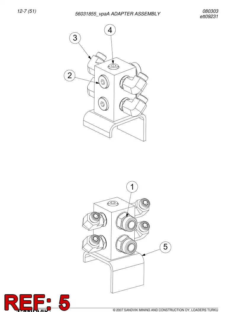 29601881 296 018 81 Distibuting block - Sandvik Technical Drawing